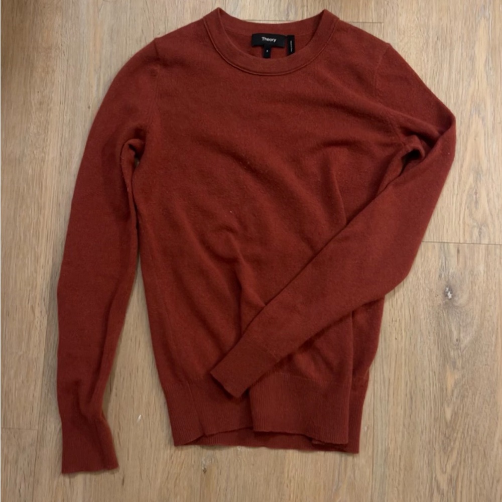 Theory Brown Crewneck Sweater Knit Ribbed